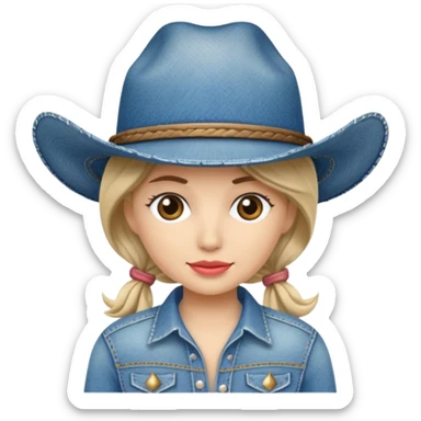 Denim cowgirl hat sticker