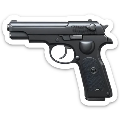 Hand on a pistol, finger on the trigger sticker