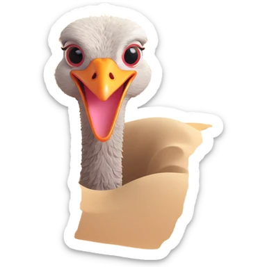 ostrich head buried in sand, playful style sticker