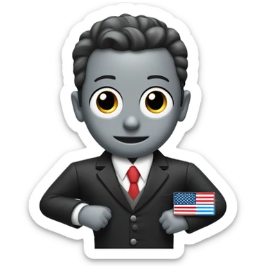 Thomas in a train body wearing a suit with an American flag pin on it sticker