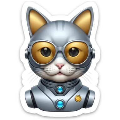 Cat with sunglasses and futuristic ai bot sticker