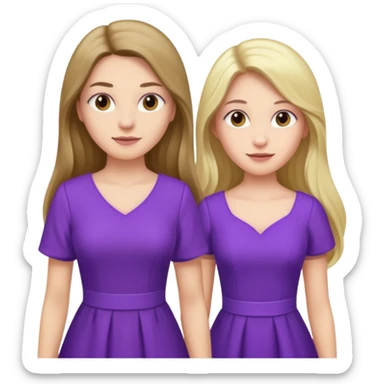 A couple in same outfit female with long hair and purple dress sticker