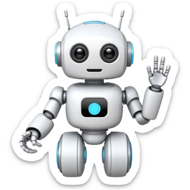 robot cartoon simple kid toy white innocent funny gudget chatGPT friendly round adorable musical sticker