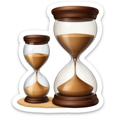 hourglass next to a coffee cup sticker