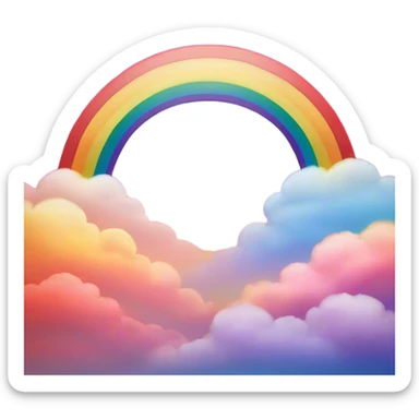 Cinematic Realistic Rainbow Emoji, Arching gracefully across the sky, with soft, glowing hues of red, orange, yellow, green, blue, indigo, and violet blending seamlessly into one another. The rainbow feels like a hopeful promise, gently illuminating the sky with a warm, uplifting glow. Soft glowing outline, capturing the essence of joy, hope, and vibrant color in a stunning rainbow! sticker