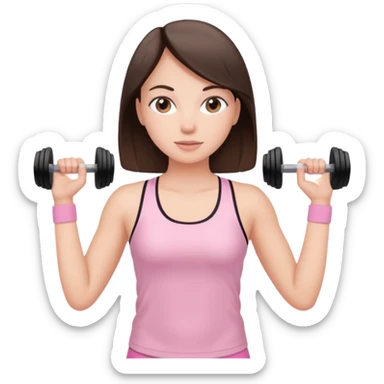 brunette straight hair in baby pink gym wear sticker