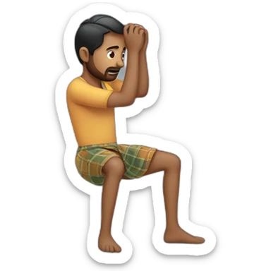  A man tying lungi in his head sticker