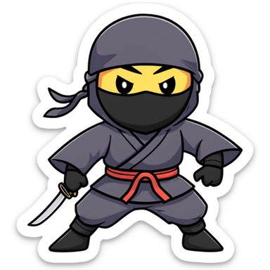 a cute cartoon ninja in action pose sticker