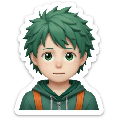 deku from my hero academia with a cute expression sticker