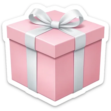 pastel pink gift box with white ribbon, soft pink color sticker