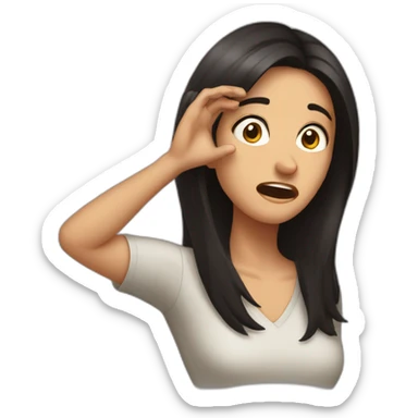 Frustrated dark haired women slapping her own forhead sticker