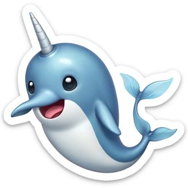 Cinematic Comical Narwhal Portrait Emoji, Head tilted dramatically with an exaggeratedly shocked expression, featuring a streamlined body with a prominently spiraled tusk and wide, comically expressive eyes brimming with disbelief, Simplified yet hilariously expressive features, highly detailed, glowing with a slightly sassy glow, high shine, dramatic yet playful, stylized with an air of quirky oceanic attitude, bright and endearing, soft glowing outline, capturing the essence of a meme-worthy narwhal that appears ready to side-eye its way into internet fame instantly! sticker