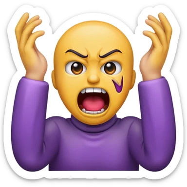 Screaming emoji, hands choking neck sticker