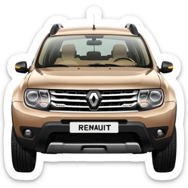 Front side of Renault Duster 2014. Beige colour  sticker