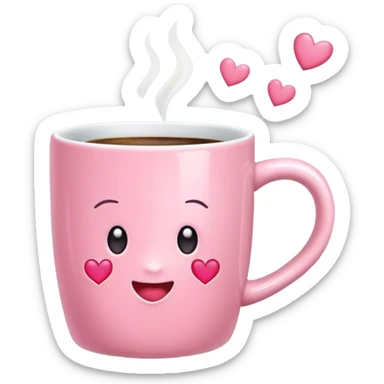 Pink coffee mug with hearts sticker
