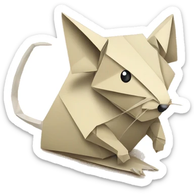 Beige Origami newspaper rat sticker