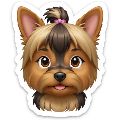 a Yorkshire Terrier face with ponytail  sticker