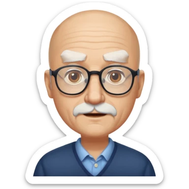 old bald man with short beard and glasses sticker