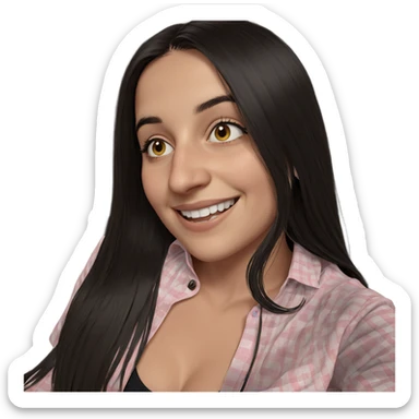 smiling girl with long hair sticker