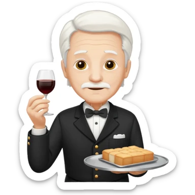 ai aik old man with white hair wearing waitor dress sticker