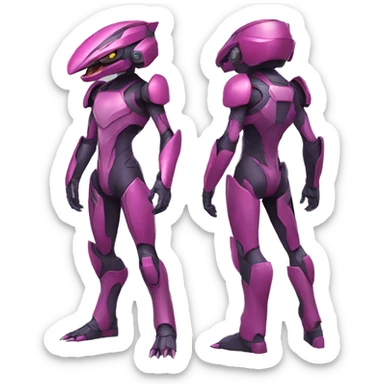 a Genesect-Raptor-Fakémon—hybrid with a futuristic visor-helmet full body sticker