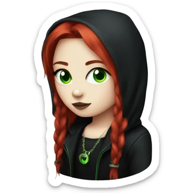 Goth girl with red hair and green eyes sticker