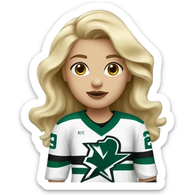 Blonde girl wearing Dallas Stars jersey sticker