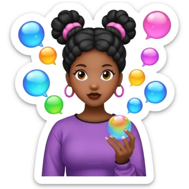 Black woman with bubble Space buns sticker