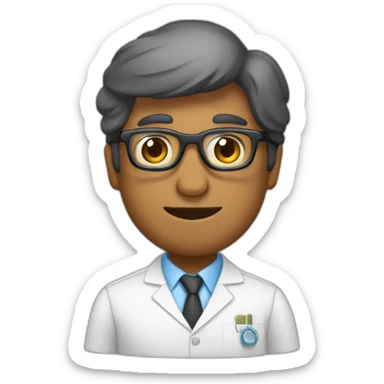 Un señor con lentes negros y bata de laboratorio sticker