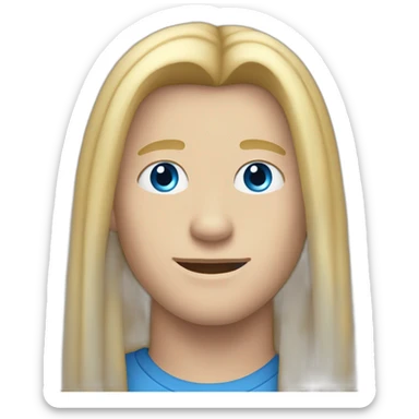blue-eyed teen-ager man with long straight blond hair sticker