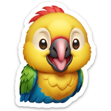 Cinematic Cute Yawning Macaw Portrait Emoji, Head tilted slightly with a dramatic, wide-open yawn, showcasing resplendent feathers and sleepy, half-closed eyes brimming with relaxed elegance, Simplified yet irresistibly adorable features, highly detailed, glowing with a soft, cozy tropical glow, high shine, relaxed yet expressive, stylized with a hint of whimsical charm, soft glowing outline, capturing the essence of a drowsy yet affectionate macaw that appears ready to stretch out for a nap! sticker