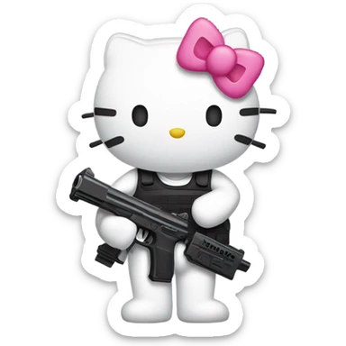 Hello kitty holding a Glock  sticker