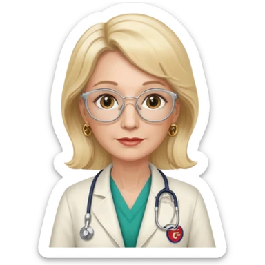 she is about 65 years old with blond hair, likes gucci, is a phd in cardiology sticker