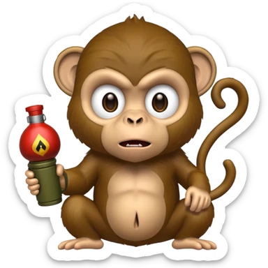 A monkey with a grenade sticker