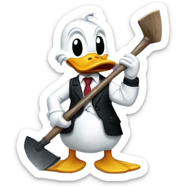 Donald Duck dressed as Patrick Bateman holding axe  sticker