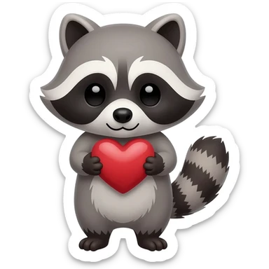 Cute Raccoon with heart sticker