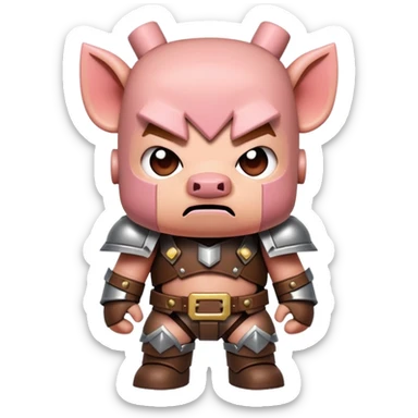 angry Minecraft baby Piglin in leather armor sticker