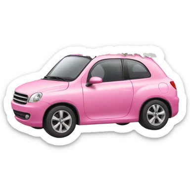 Pink car with flowers sticker