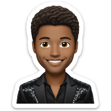 Eric Benét with dark brown hair, black sequin outfit sticker
