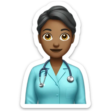 female black doctor in baby blue scrubs sticker
