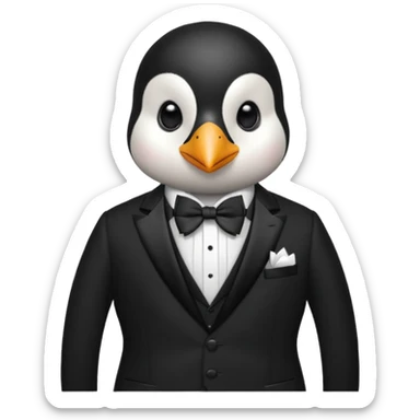 create a genius penguin wearing a classic Dior smoking sticker