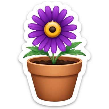 single purple daisy flower pot sticker