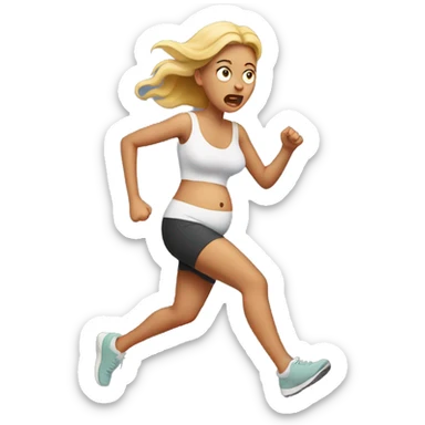 scared pregnant lady running sticker