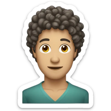 kazakh man with curly hair sticker