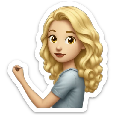 blonde girl painting in front of drawing board sticker