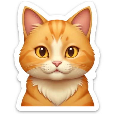 cat with a thinking face, paw on chin, expressive eyes, soft yellow and orange tones, clean style sticker