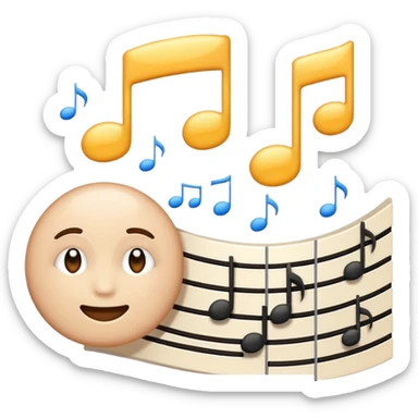 emoji representing the song 'Musique Ciel' by Gims, with musical elements and a celestial atmosphere sticker
