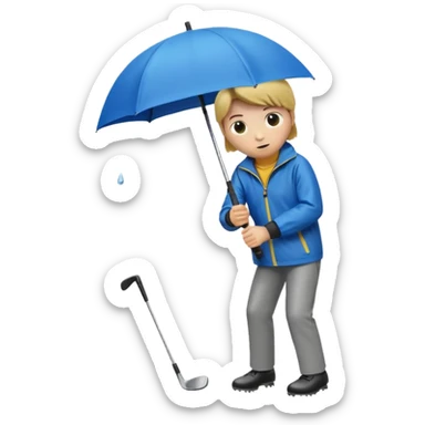 Golfing in the rain sticker