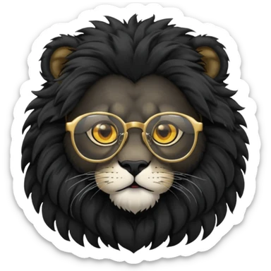 Black Lion with glasses on sticker