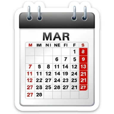big calendar with the leters 27 MAR sticker